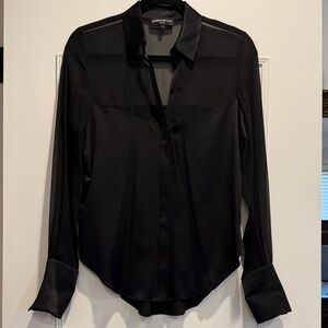 Chic Black Satin Blouse